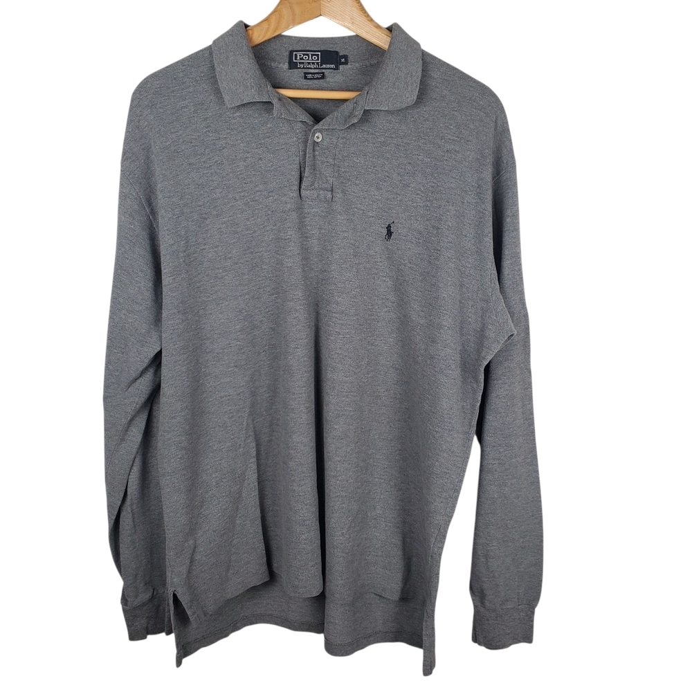Polo by Ralph Lauren Men's Gray Long Sleeve Polo. XL. #0216